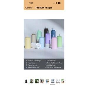 16oz Tumbler & Stainless Steel Glass Cup Set with Lids and Straws